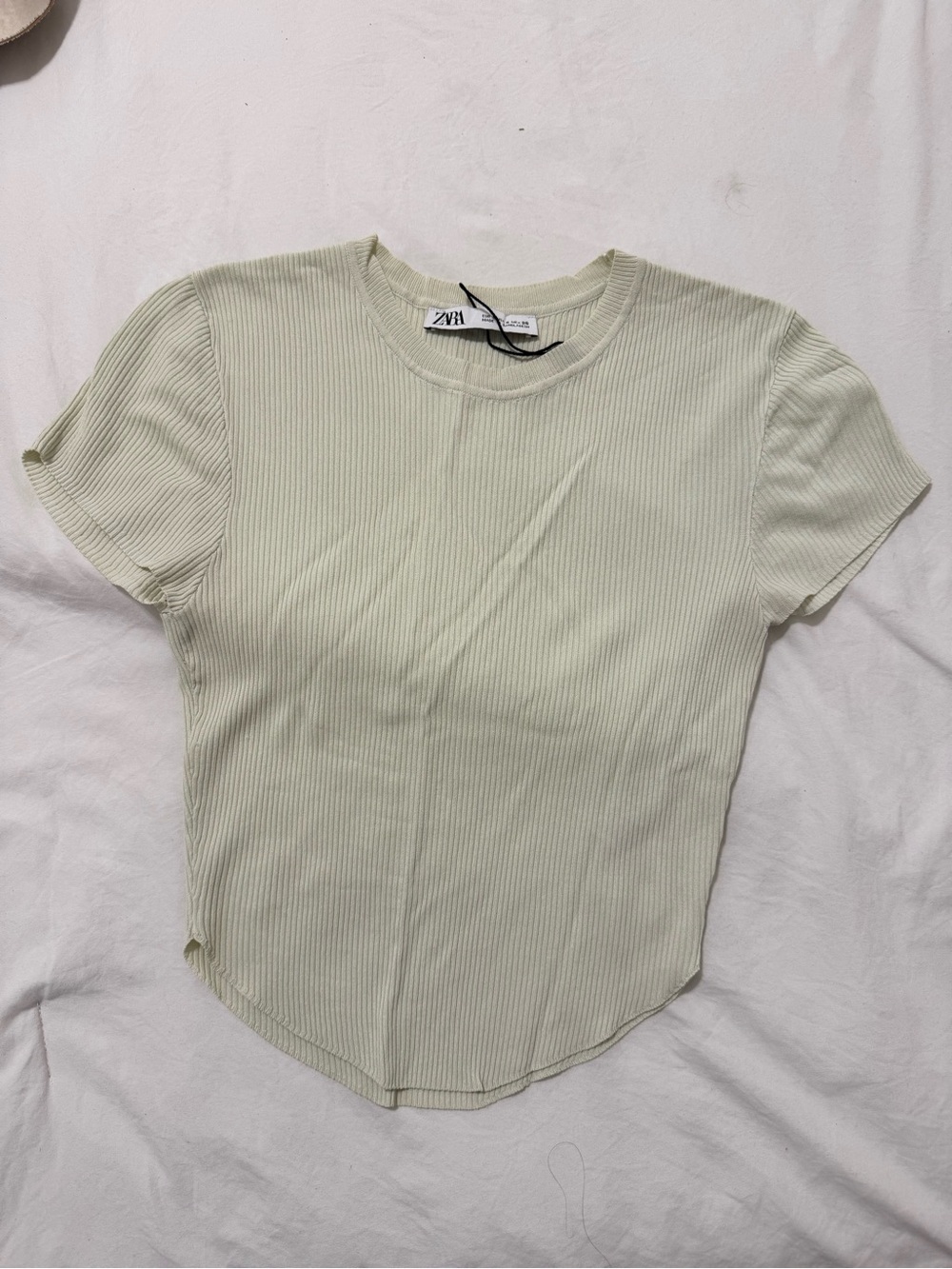 Zara Sage Ribbed Short Sleeve Tee